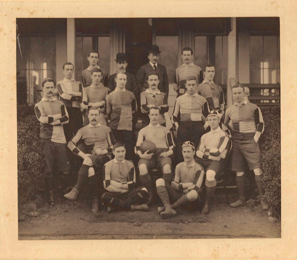 The founding members of Harlequins pose for a team photograph