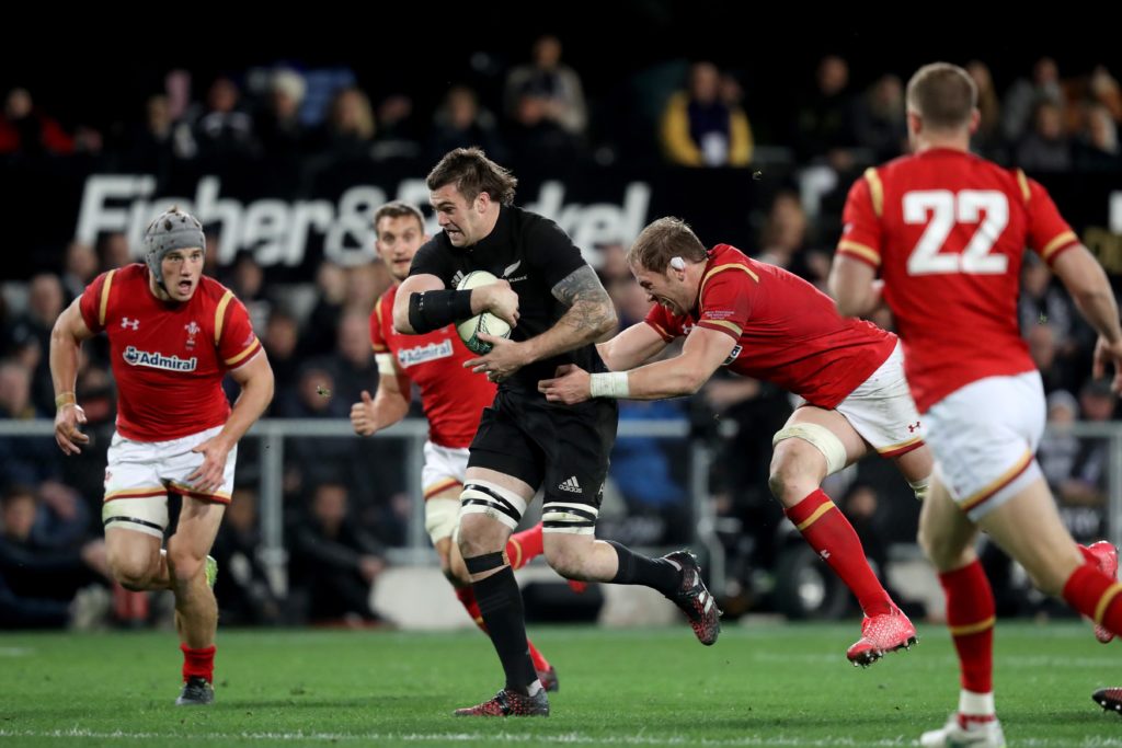 Liam Squire carries ball for New Zealand.