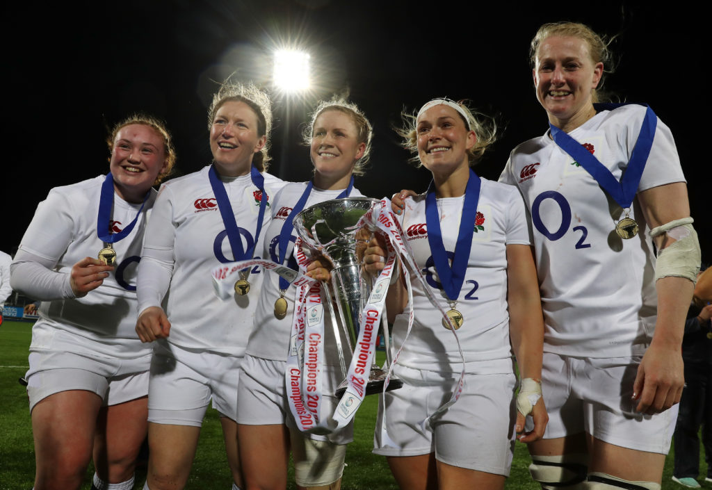 England players celebrate winning the Six Nations