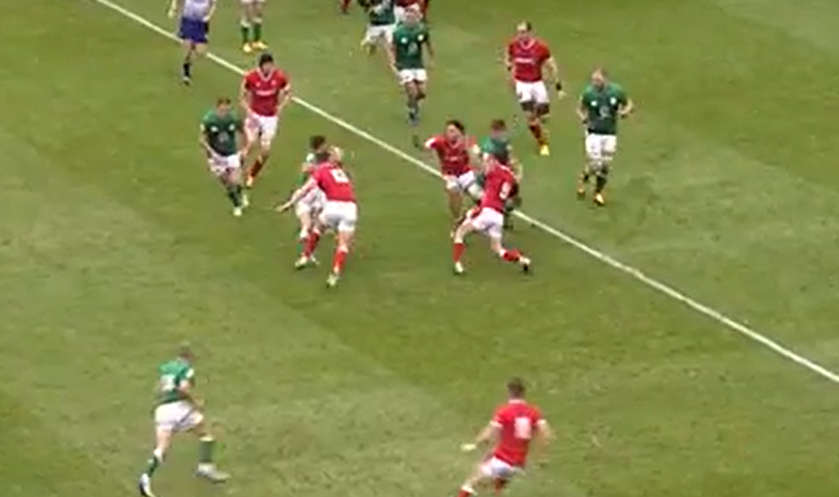 Wales defend an Irish attack