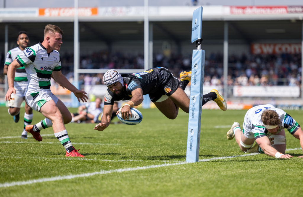 Tom O'Flaherty scores a try for <a href=