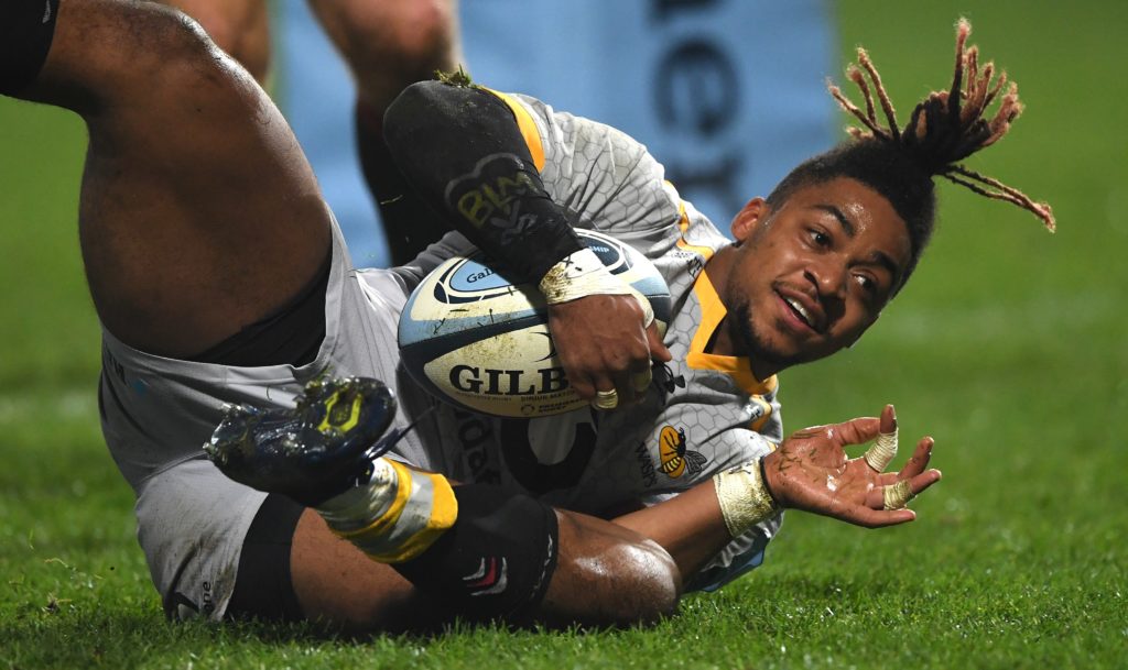 Paolo Odogwu scores a try for Wasps 